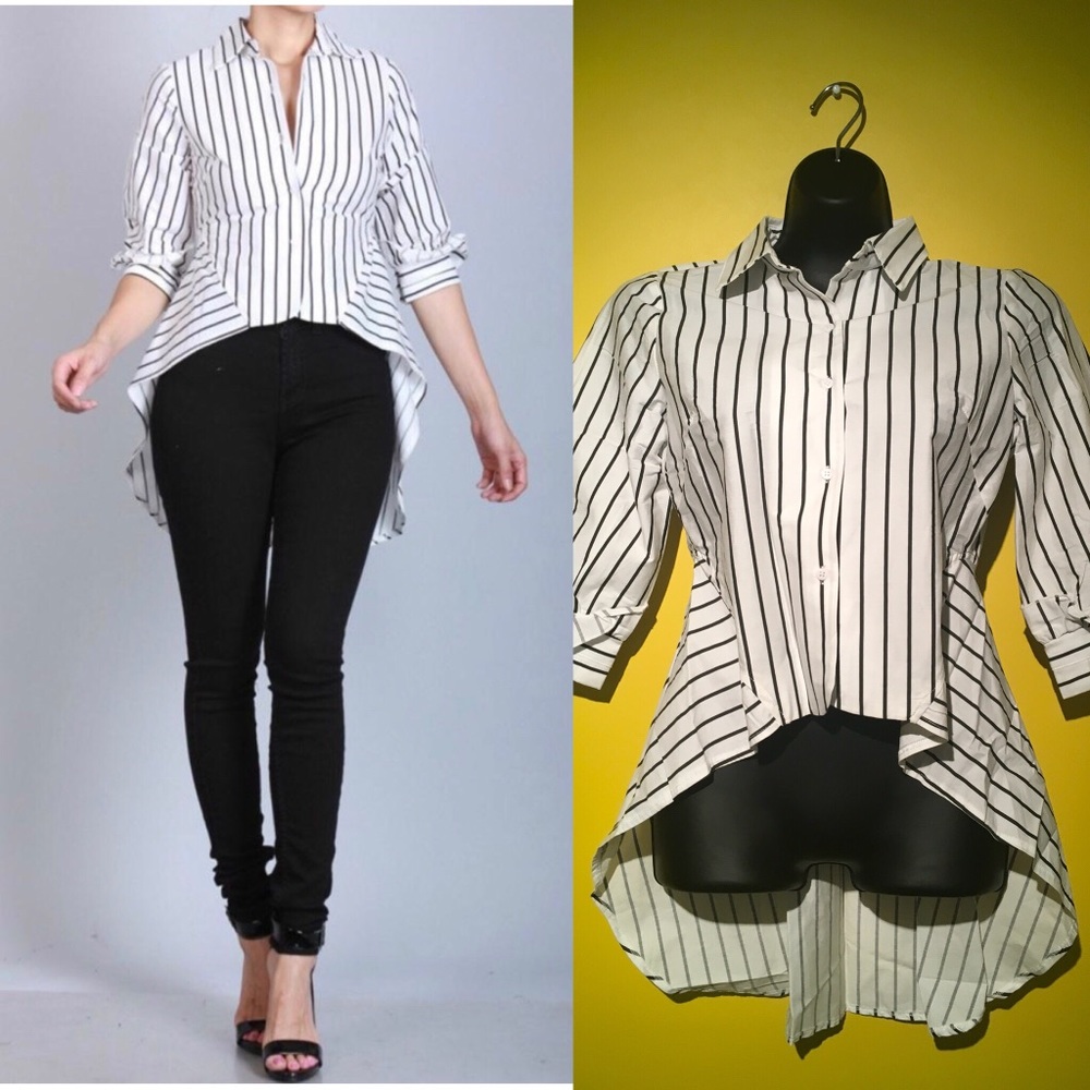 🦋Pinstriped Peplum Top🦋 Reposh